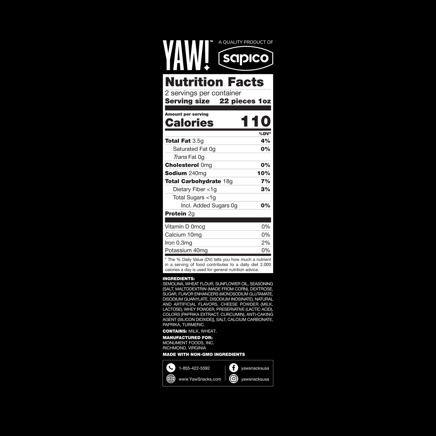 YAW! Cheese Flavored Baked Baguette Bites Snack 2oz