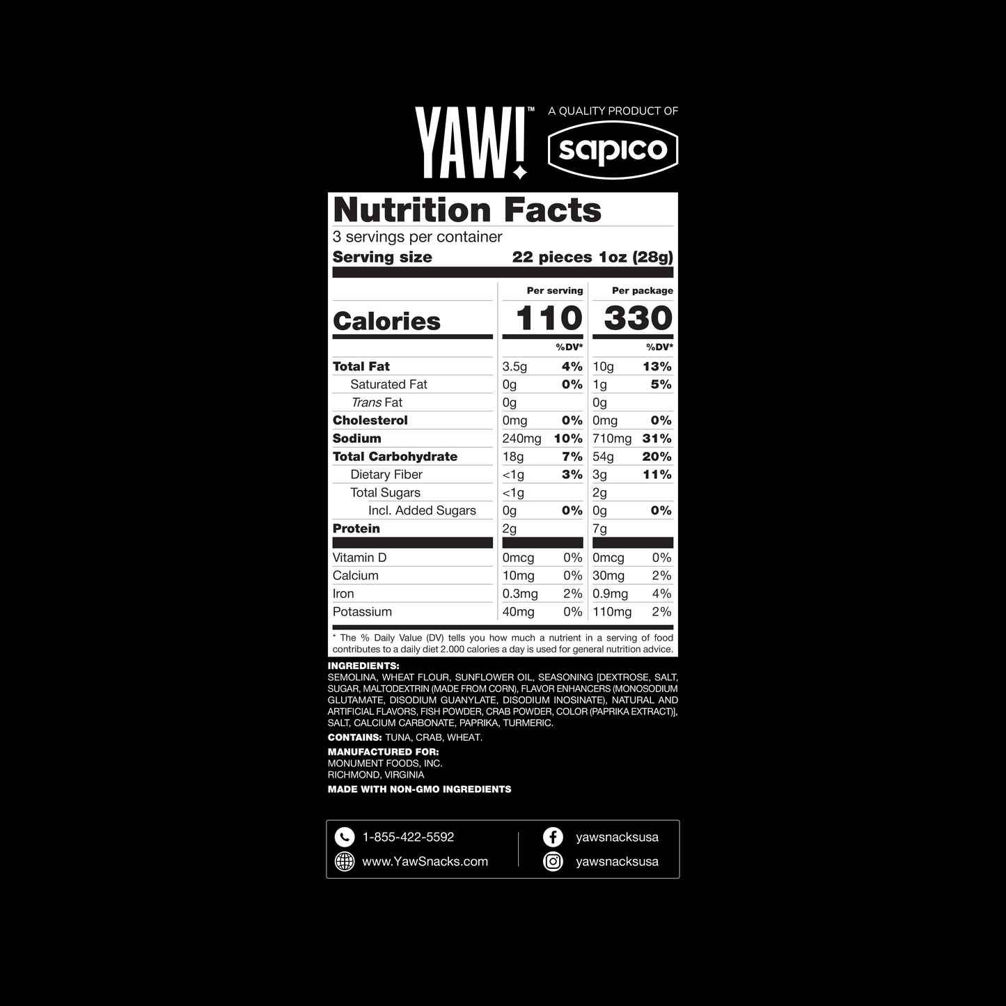 YAW! Crab Flavored Baked Baguette Bites Snack 3oz